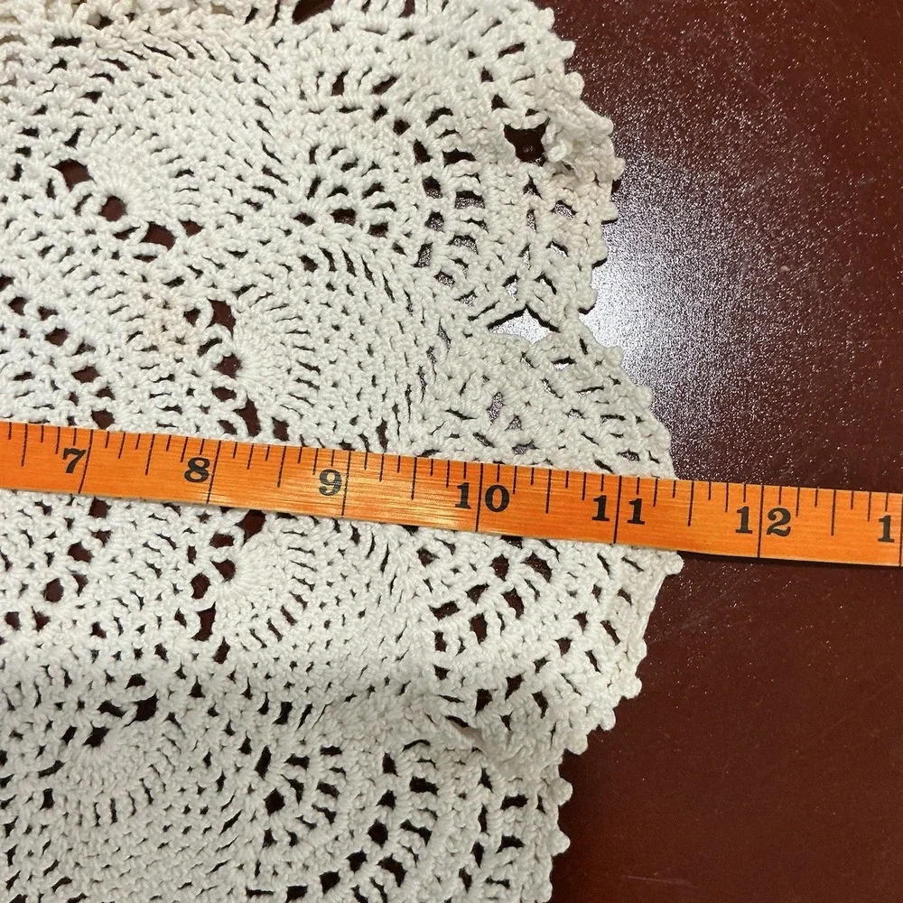 VTG‎ Handmade Crochet Round White Doilies Various Patterns Lot Of 2 Cottagecore